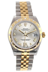 Rolex Datejust 31 Silver Roman Large Vi Diamond Dial Bezel 18K Gold Two Tone Jubilee Ladies 178343